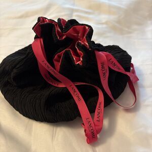 Lancome Women's Reversible Drawstring Cosmetic Bag CA4 Black/Pink One Size